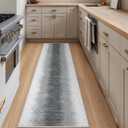 Lahome Moroccan Runner Rugs for Hallway 2.5x8,Grey Long Kitchen Runner Rugs Washable Ultra-Thin Non Slip, Soft Abstract Carpet Runners for Entryway Stair