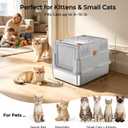 URPOWER Stainless Steel Cat Litter Box with Lid 180° Flip-Top Enclosed Kitty Litter Box Non-Sticky Metal Pan with High Sided & Scoop for Kitten, Small Cats, Odor Free, Anti-Leakage, Easy Cleaning