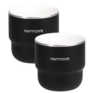 Normcore Espresso Coffee Cups, 7 oz Espresso Coffee Cup with Ceramic Coating, Double Wall Stainless Steel Coffee Mugs, 2 Pack, 210 ml, Black