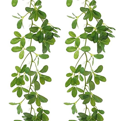 Apeair 2 Strands 67'' Artificial Vines Garland Kapok Plants with Leaves, Faux Kapok Leaf, Fake Hanging Plants Greenery Decor for Home Bedroom Wall Party Shelves Garden Wedding Decoration (Kapok)