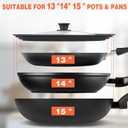 13-14-15 in Universal Lid for Oversized Pots, Pans and Skillets, Extra Large Pot Lid Tempered Glass Lid with Heat-Resistant Silicone Edge, Cookware Lids, Replacement Frying Pan Cover, Black