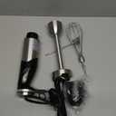 MegaWise Stainless Steel Titanium Reinforced 3-in-1 Immersion Hand Blender, Powerful with 80% Sharper Blades, 12-Speed Corded Blender, Including Whisk and Milk Frother (3-in 1 Black)