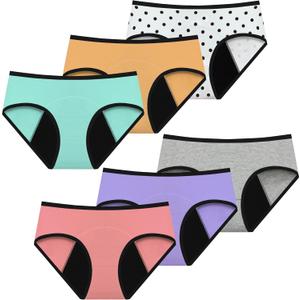 Girls Period Underwear Period Panties for Teens Menstrual Leakproof Protective Cotton Briefs (12-14 Years, Color-003)