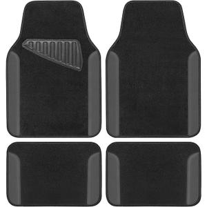Motor Trend Waterproof Car Floor Mats Versatile Fit Mats with Driver Heel Pad Leather Car Carpet Floor Mat for SUV Van Sedan Truck Anti-Slip Backing Carpet Mats Black and Grey, Pack of 3