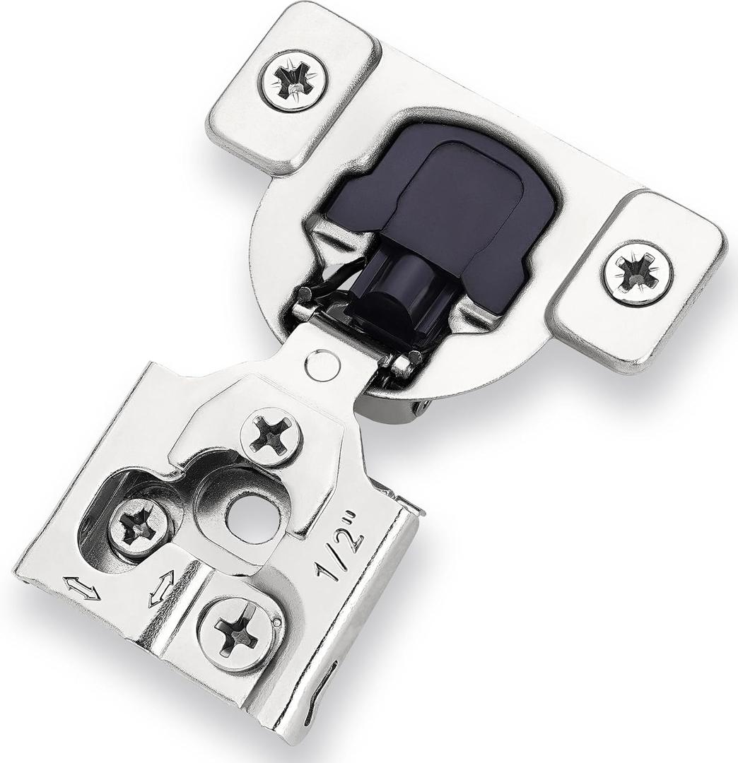 Decobasics 60 Pack Soft Close Cabinet Hinges 1/2" Overlay for Kitchen Cabinet Doors, Slow Self-Closing Concealed Hidden Hinges for Face Frame Stainless Steel, 3-Way Adjustable & Quiet Close Damper