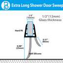 2-Pack Butecare Frameless Shower Door Bottom Seal with Long Sweep for Glass Doors Stop Shower Leaks and Create a Water Barrier (1/2 x 36)