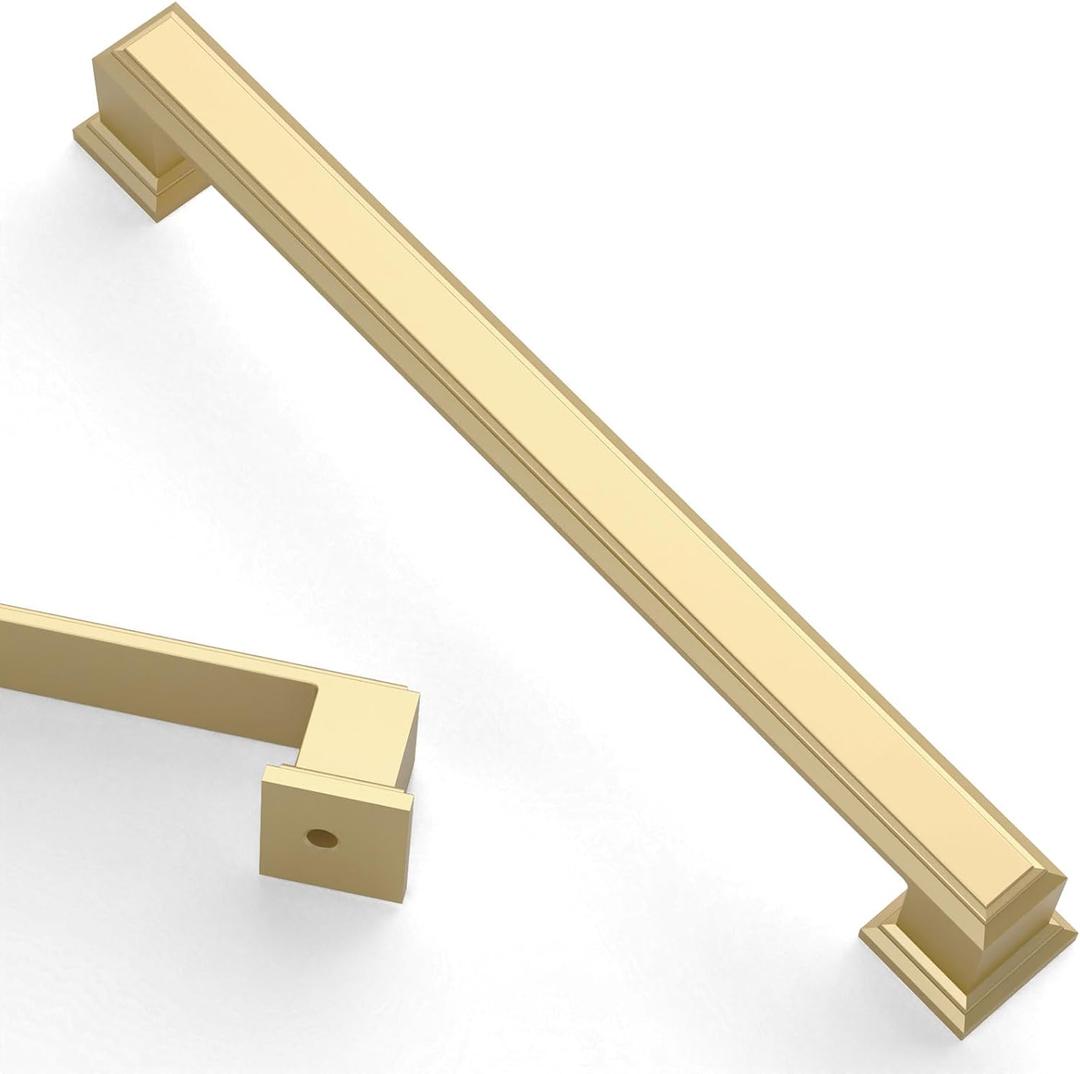 Asidrama 10 Pack 6.3 Inch(160mm) Brushed Gold Cabinet pulls Kitchen Cabinet Handles Cabinet Pulls Kitchen Cabinet Hardware for Cupboard Drawer Pulls