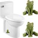 Ceramic Frog Toilet Bolt Covers Decorative, Set of 2 Tall Toilet Bolt Caps,Cute Frog Toilet Screw Cover Caps, Toilet Caps for Bottom of Toilet for Bathroom Decor, Easy to Install (B - Green)