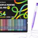 languo Acrylic Gel Pens for Coloring, 54 Colors Set 3D Acrylic Paint Pens with 1.0mm Bullet Tip for Adult Coloring, Colored Gel Pens for Black Paper, Rock, Glass, Fabric, DIY and Art Crafts Supplies
