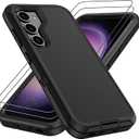 for Samsung Galaxy S23 Case : 3 in 1 Design & 14FT Military Grade Drop Protection S23 Phone Case with 2Pc HD Screen Protector,Shockproof/Dustproof/DropProof Protective Case for S 23-Black