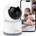 ANNKE Crater 2-2K WiFi Pan Tilt Home Baby/ Pet Monitor, Upgraded 3MP Indoor Security Camera, 360-degree with Two-Way Audio, Human Motion Detection, Cloud & SD Card Storage, 2.4Ghz WiFi Only