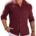COOFANDY Athletic Fit Dress Shirts for Men Ribbed Knit Textured Button Down Shirts, Size: XXL