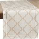 SARO LIFESTYLE Marrakesh Collection Laser-Cut Hemstitch Runner, 16"x90", Taupe