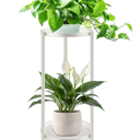 KHayRovies 2 Tier Plant Stand Indoor Tall, White Corner Tiered Round Plant Stand for Indoor Multiple Plants, Metal Flower Pot Stands Outdoor Holders Plant Shelf Display Rack for Balcony Living Room