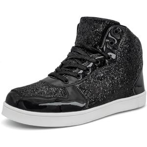 Umerigo Womens Fashion Glitter Shoes Bling Sparkly Shiny High Top Lace Up Sequin Casual Sneakers, Size 4 Big Kid