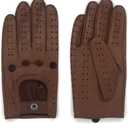 Harssidanzar Mens Lambskin Leather Driving Gloves GM026 (Brown)