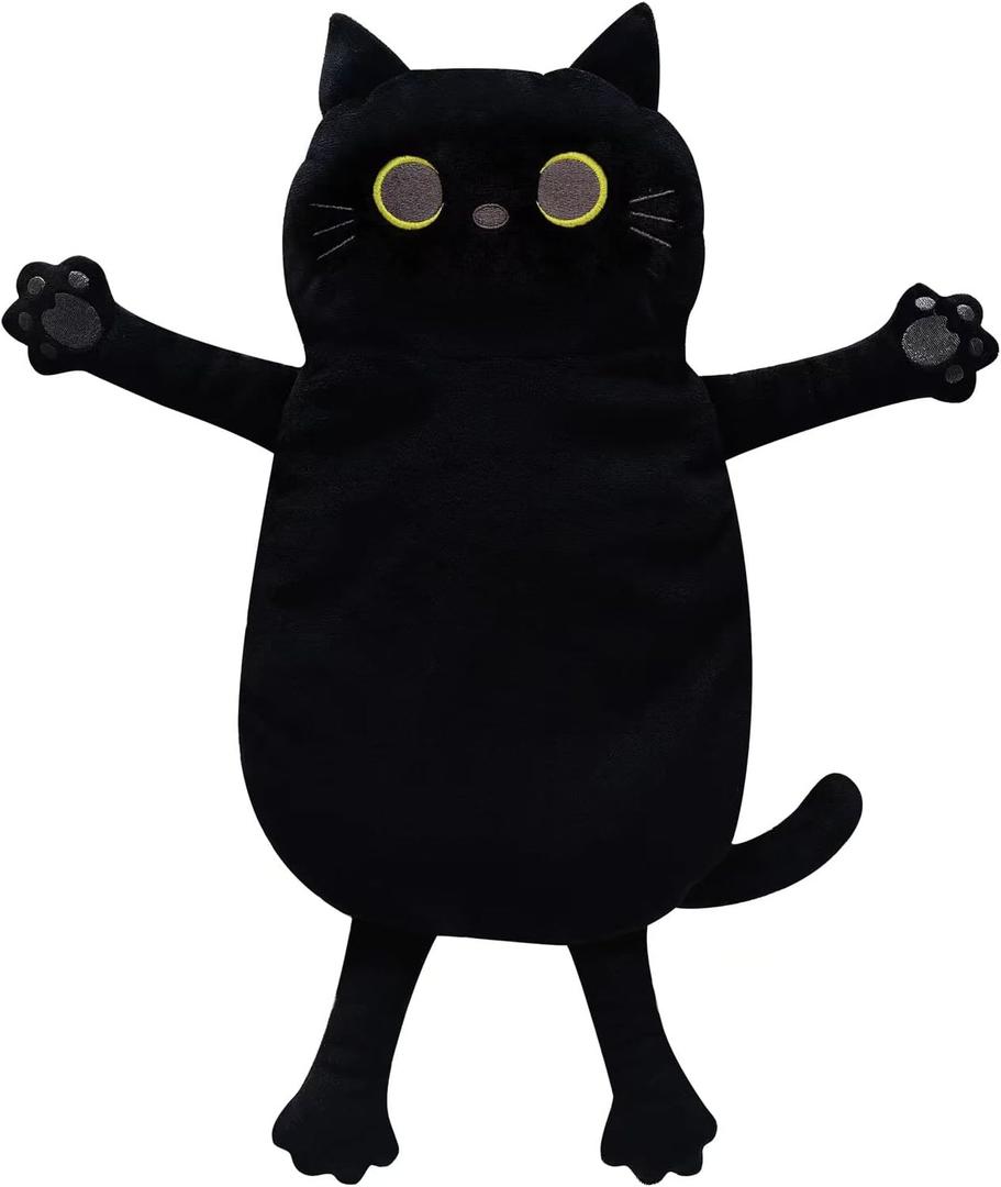 Microwave Heating Pad for Pain Relief, 17" x 9" Microwavable Heating Pads for Cramps, Back Pain, Neck Shoulder, Muscles, Knee, Joints, Natural Heat Pack Moist Heat, Black Cat