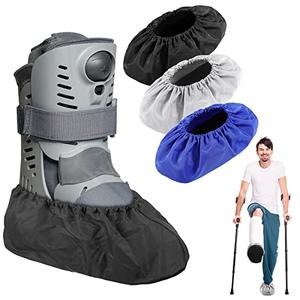 Mepase 12 Pieces Fracture Walking Boot Cover, Reusable Waterproof Non-Skid Foot Brace Cover for Walking Boot Cast Rain, Black Gray Blue(12.6 x 4.72 Inches)