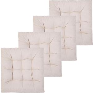 FABRICASTLE Outdoor Chair Cushions Patio Cushion Premium Comfortable Thick Fill Tufted 19" x 19" Floor Wicker Seat Pads, 4 Counts (Cream, 4)