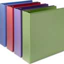 Amazon Basics 3 Ring Binder, 2 inch Round Rings, Holds 375 Sheets, Two Interior Pockets, Assorted Colors, 4-Pack