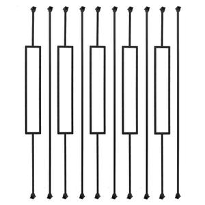 10 Pack Iron Balusters Staircase Rectangular Hollow Stair Spindles Square Craft Spindles Balusters 1/2" Square Balusters for Staircase Interior with Iron Baluster Swivel Shoes