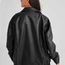 hathne Women's Oversized Leather Jackets Faux Zip Up Fall Fashion Motorcycle Jackets Coats Winter Clothes (Black, S)