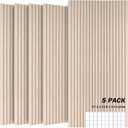 5 Pack Acoustic Panels, 47.2" X 23.6" X 0.4" Decorative Sound Proof Felt Panels, Sound Dampening Panels, Self-Adhesive Sound proof panels for walls, Creative Slotting Design, (Deep Camel)