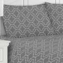 Superior Extra Soft Printed All Season 100% Brushed Cotton Flannel Trellis Bedding Pillowcase Set - Grey Trellis, King Size