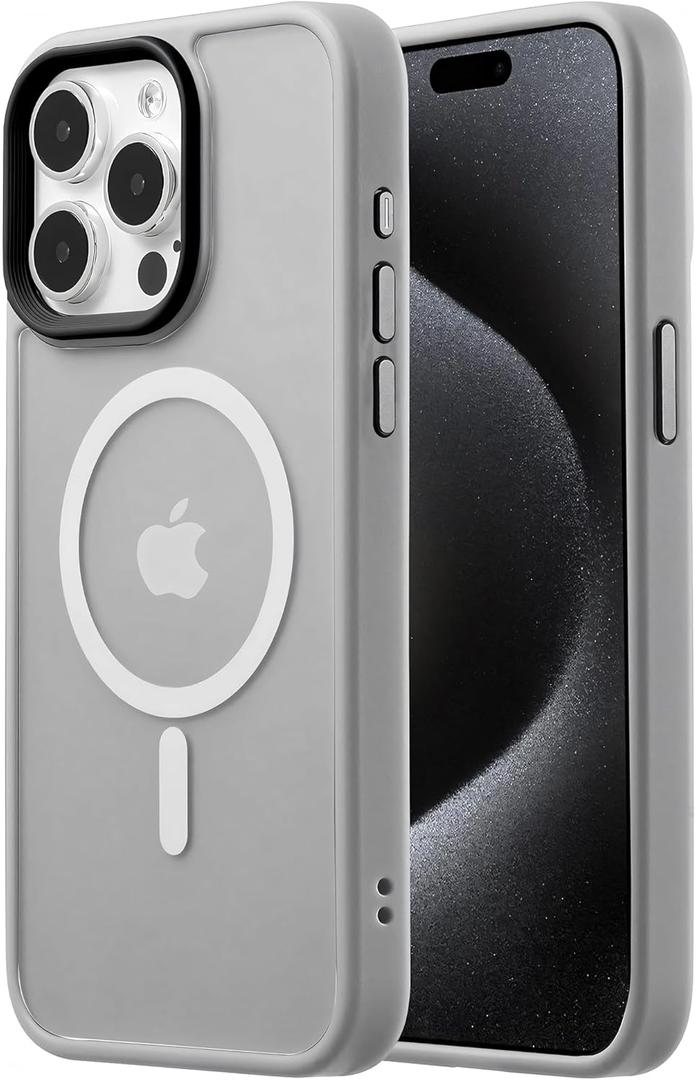 Compatible with iPhone 15 Pro Max case Fits MagSafe 10FT Drop Resistant Matte Skin Feeling Shockproof Back Cover Fits iPhone 15 Pro Max Phone CasesGrey