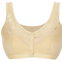 Front Closure Mastectomy Bras for Women Wireless Soft Cup Cotton Post Surgery Bra with Prosthesis Breast Pocket (Color : Beige, Size :40DD)  