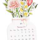 3 x 2026 Creative Flower Desk Calendar, Bloomy Flowers Desk Calendar, Floral Desktop Calendar with Wooden Base for Home, Office and Desk Accessories