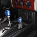 Suitable for Toyota FJ Cruiser 2007-2021 Handbrake Cover and Gear Shifter Head Cover, Gear Shift Panel Trim Cover Sets, Aluminum Alloy Interior Center Console Decoration Protection, 3PCS (Blue)