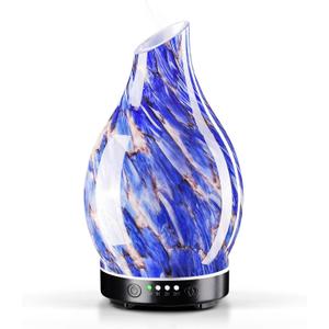 Porseme 150ml Essential Oil Diffuser Glass Color Changing Aroma Air Diffusers Aromatherapy Ultrasonic Cool Mist Humidifier 6 Running Hours Waterless Auto-Off for Sleeping Yoga Office Spa (Mini Blue)