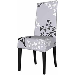 Numland 1 Pack Tree Branch With Hearts Dining Room Chair Covers Romance Foliage Valentine Ornament Short Stretchable Polyester Removable Washable for home Restaurant Banquet