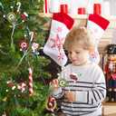 Jutom 6 Pcs Candy Cane Ornaments - Red, Green, White Stripes - Christmas Tree Decorations