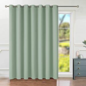 BGment Frosty Green Sliding Door Curtain 96 Inch Long - Wide Room Darkening Room Divider Curtain for Bedroom Privacy Themral Insulated Grommet Room Separator Curtain, 1 Panel, 100 X 96