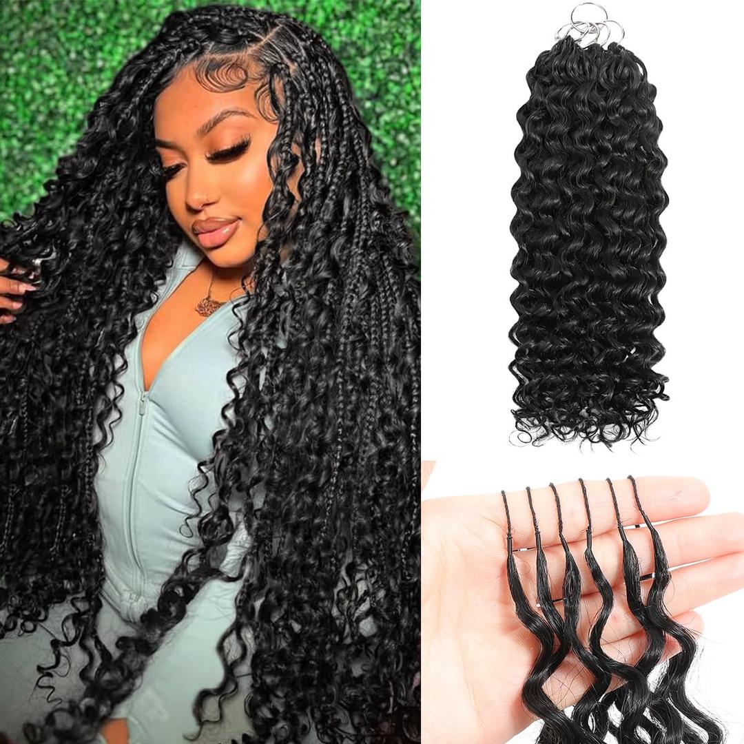 Human Crochet Hair for Black Women 18 Inch 120g Deep Wave Curly Crochet Human Hair Bundles Pre Separated 100 Strands Feather Crochet Human Hair Extensions Invisible Miracle Knots Natural Black
