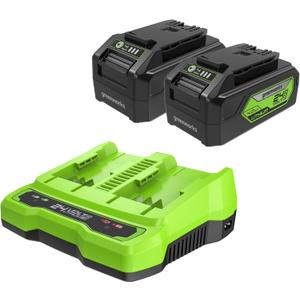 Greenworks 24V 4.0Ah USB Battery (2-Pack) Starter Kit + Dual Port Rapid Charger (Genuine Greenworks Parts)