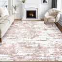 Area Rugs for Living Room: 8x10 Abstract Washable Rug Modern Neutral Large Soft Stain Resistant Non-Slip Backing Machine Table for Bedroom Dining Room Indoor Home Office Carpet - Pink