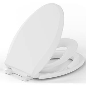 Toilet Seat With Toddler Seat Built in, ELONGATED, Slow-Close, Potty Training For Kids, Easy To Install And Clean, Toddler Toilet Seat Attachment, Never Loosen, White, Oval(18.5")