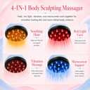 Lymphatic Drainage Massager, 4-in-1 Anti Cellulite Massage Tool with Microcurrent, Red Light, Heat & Vibration, Helps Reduce Cellulite, Stretch Marks & Puffiness, Body Sculpting Machine Pink & Blue