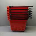 TBVECHI 6PCS Shopping Carts with Wheels and Handle, 35L Red Shopping Basket Plastic Rolling Shopping Basket, Portable Shopping Basket Set in Supermarkets and Retail Stores