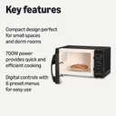Amazon Basics Countertop Microwave Oven with LED Light and Child Lock, 700W, 0.7 Cu.ft, Black