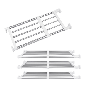 Geetery 4 Pcs Tension Shelf Rod Expandable Closet Storage, 23.62–39.37 Inch
Metal Adjustable Dividers for Cabinet Wardrobe, DIY Rack Separators, No Drilling, Solution for Dorm Closet Layered Storage