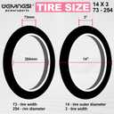 14x3.0 E-Bike Tire Set - 14x3 Bike Tire Tube with Angled Valve for Folding E-Bike, Folding Bicycle, Electric Tricycle - with Wide Range of Practical Accessories - 1/2 Pack