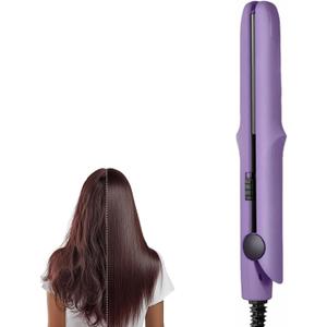 2026 New & Upgraded Mini Dual Purpose Curling Iron, 2-in-1 Curling Wand & Flat Iron Hair Straightener for Women - Portable Travel Curling Iron for Short, Medium, Long and All Hair Types (Purple)