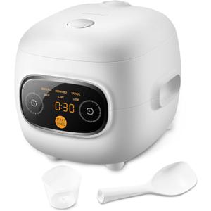 COMFEE' Mini Rice Cooker 4 Cups Cooked/2 Cups Uncooked, Portable Non-Stick rice maker, 24 hours Timer Delay, 6 Functions, Fast Cooker, Brown Rice, Oatmeal, White