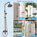 Outdoor Shower Faucet Set, Exposed Shower System 3 Function,Rainfall Shower Head,Adjustable Hand Held Shower Head and Tub Spout, Double Knobs Cross Handle Shower, Wall Mounted, Matte Black