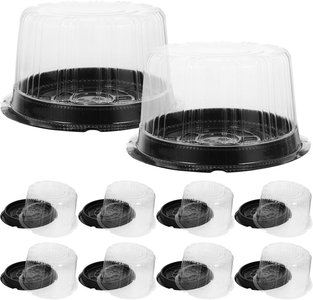 DOITOOL Plastic Cake Containers with Lids, 10PCS Clear Disposable Cake Containers with Clear Cover for Optimal Product Visibility for 6 Inch Cake