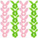 20PCS Witch Bow Hair Scrunchies Pink and Green Cute Bunny Ears Ribbons with Ponytail Accessories Hair Tie for Princess Witch Party Gifts